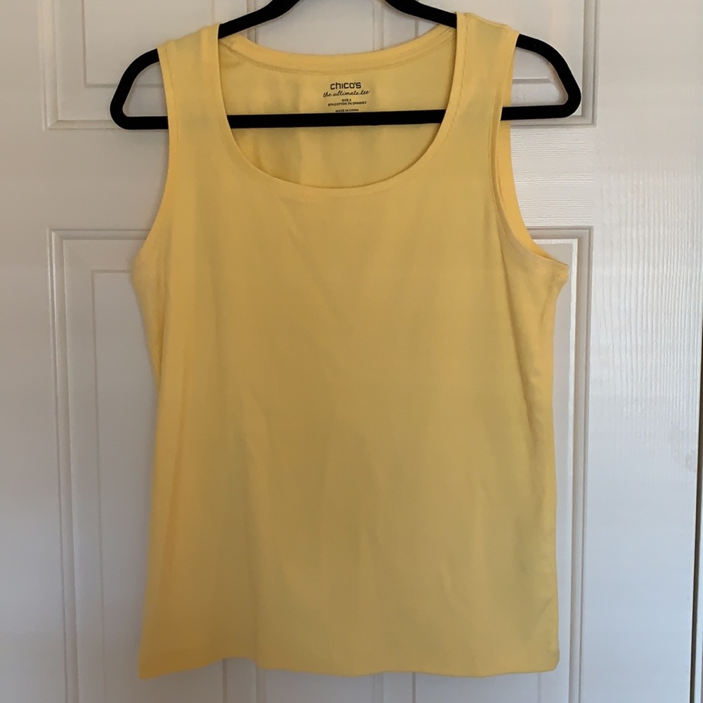 Chicos Yellow ribbed tank sz 2 (12-14)